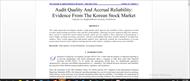 Audit Quality And Accrual Reliability Evidence From The Korean Stock Market